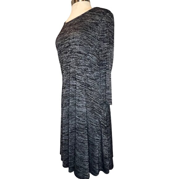 APT. 9 Women's Empire Dress Large Black/Grey Marble Midi Office Cozy Comfort - Picture 2 of 11